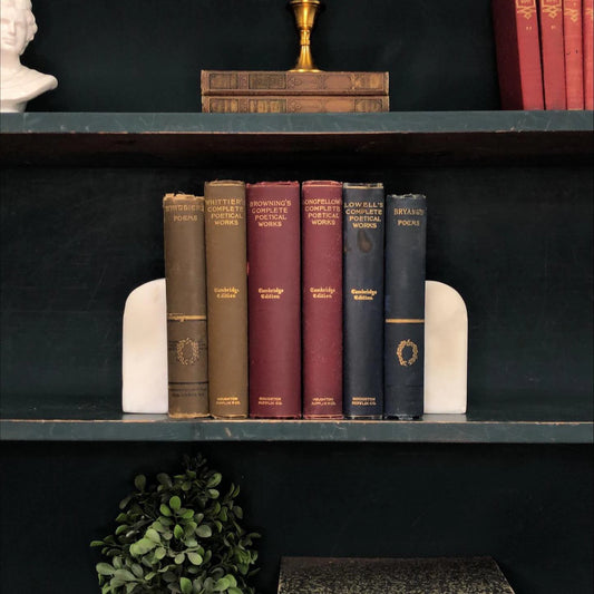 Classic Books by the Foot: Antique Brown, Red, and Blue Poetry Books Collection Dark Academia Library Decor