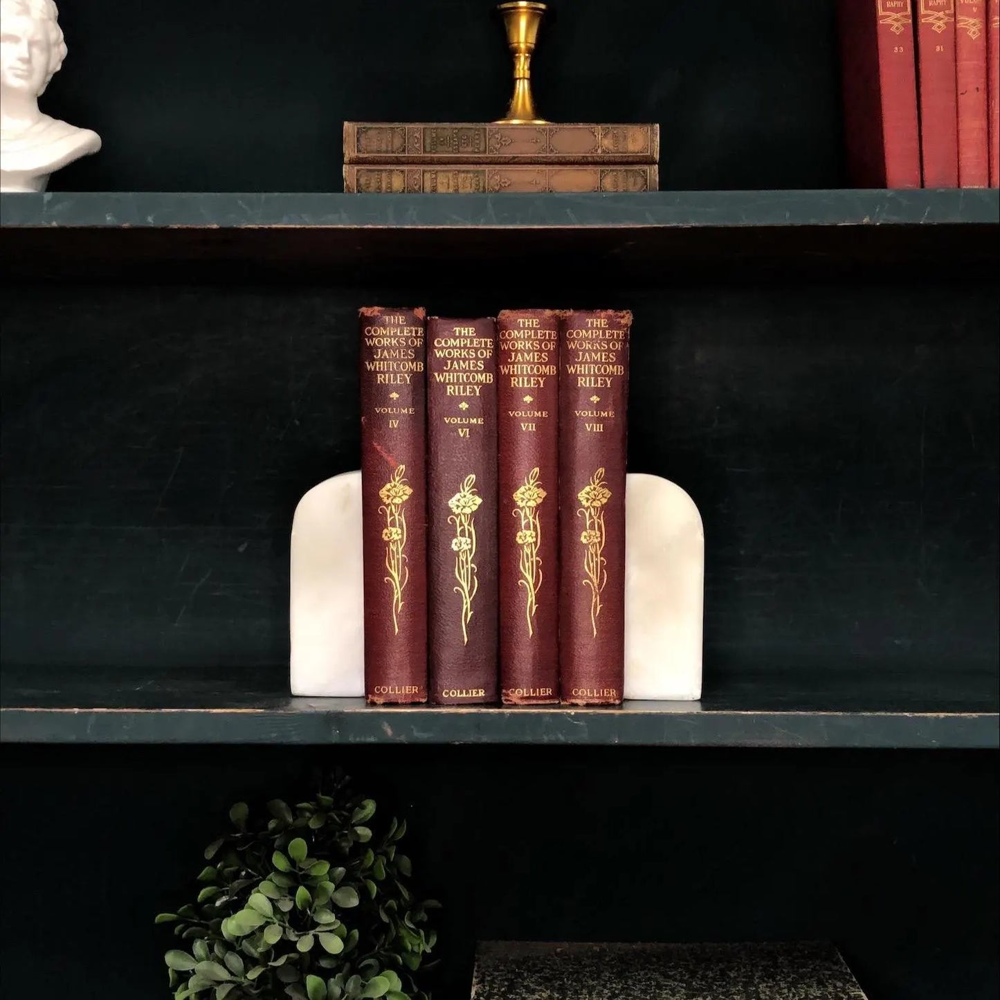 Classic Books by the Foot: Vintage James Whitcomb Riley Poetry Book Collection Americana Library Decor