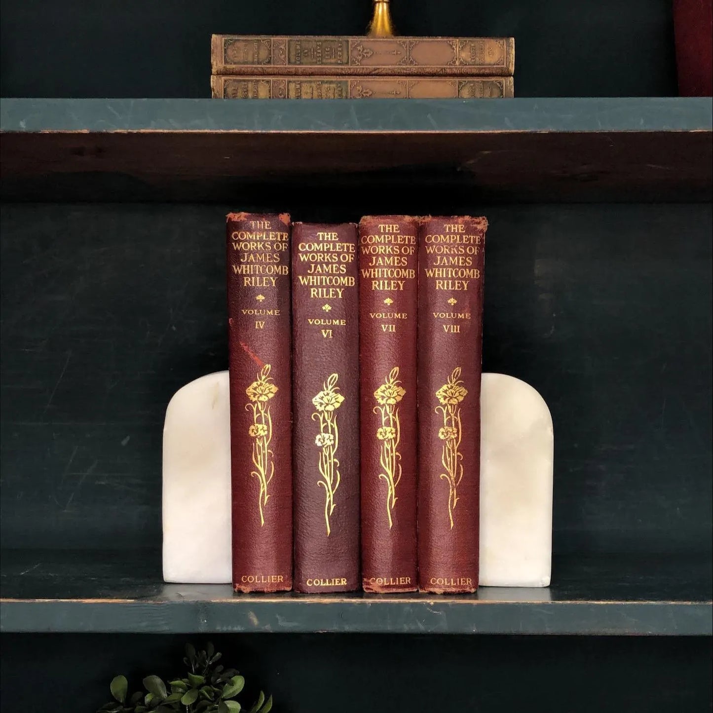 Classic Books by the Foot: Vintage James Whitcomb Riley Poetry Book Collection Americana Library Decor