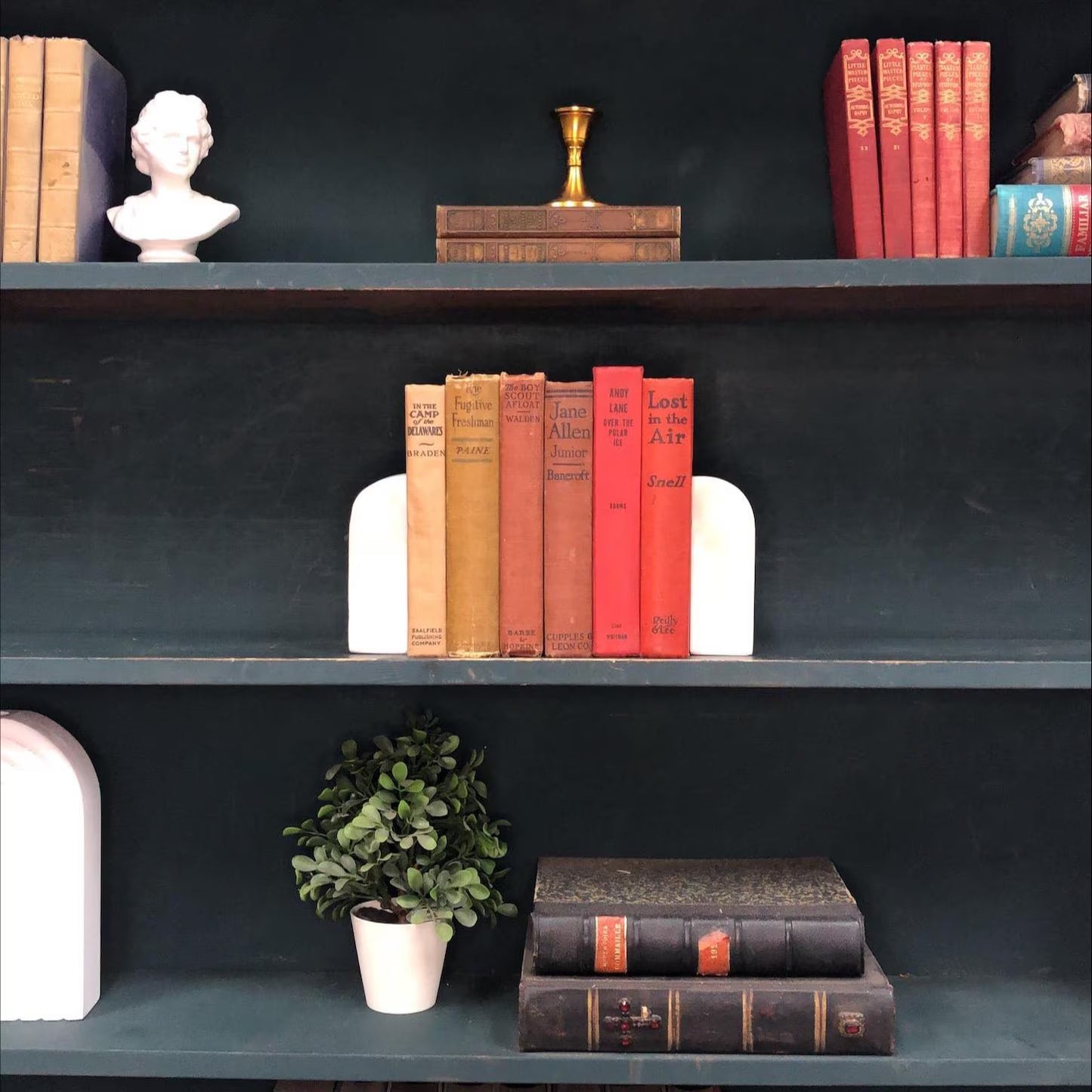 Classic Books by the Foot: Vintage Children's Red and Brown Adventure Novel Book Collection Old School Rustic Home Library Decor