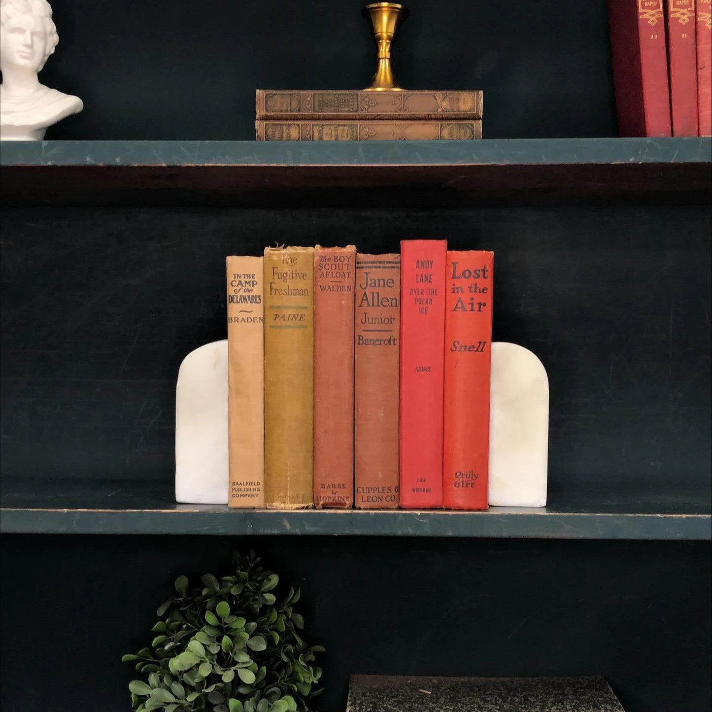 Classic Books by the Foot: Vintage Children's Red and Brown Adventure Novel Book Collection Old School Rustic Home Library Decor