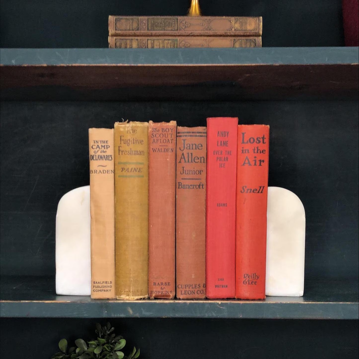 Classic Books by the Foot: Vintage Children's Red and Brown Adventure Novel Book Collection Old School Rustic Home Library Decor