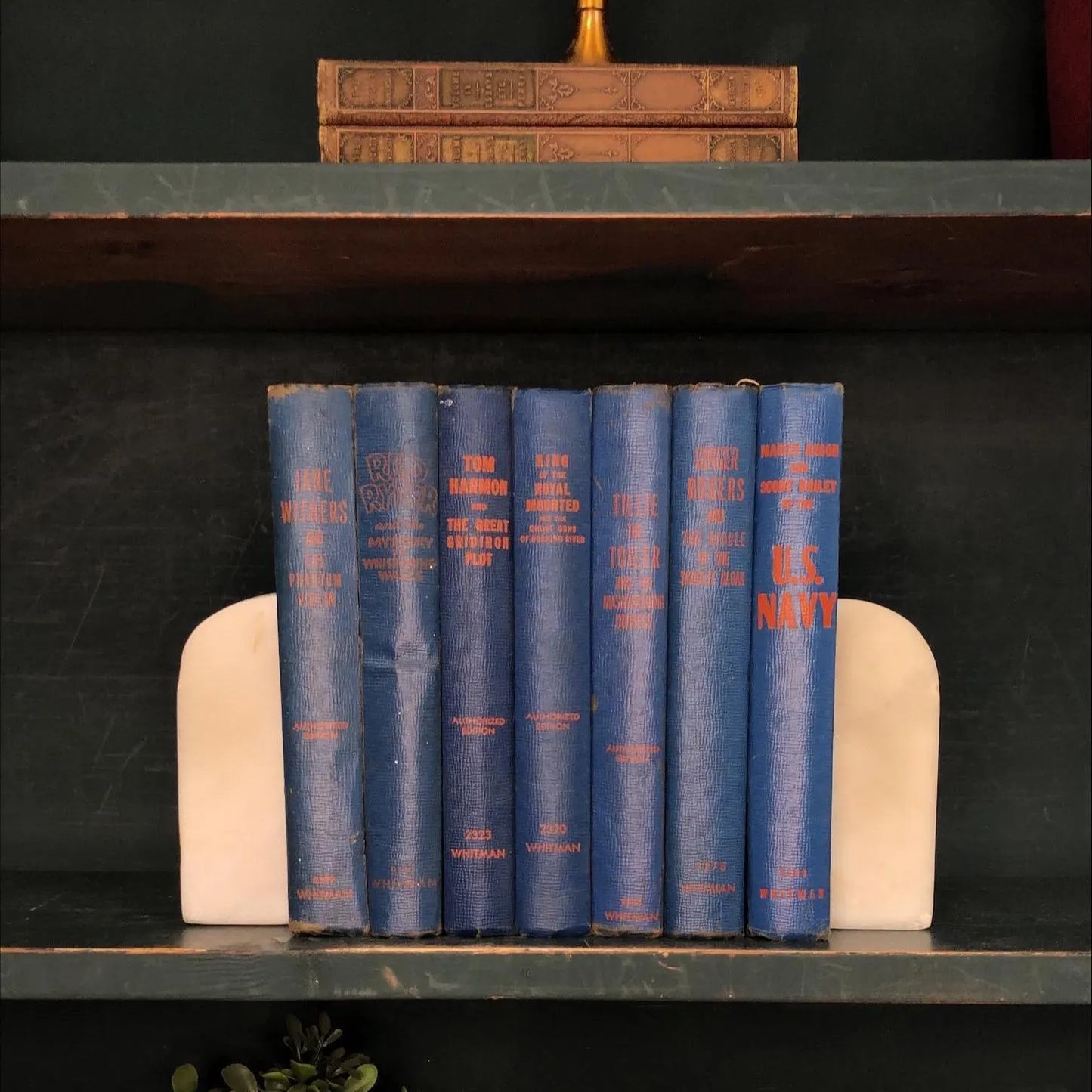 Classic Books by the Foot: Vintage Juvenile Fiction Book Bundle Blue Whitman Adventure Mystery Aviation Library Decor