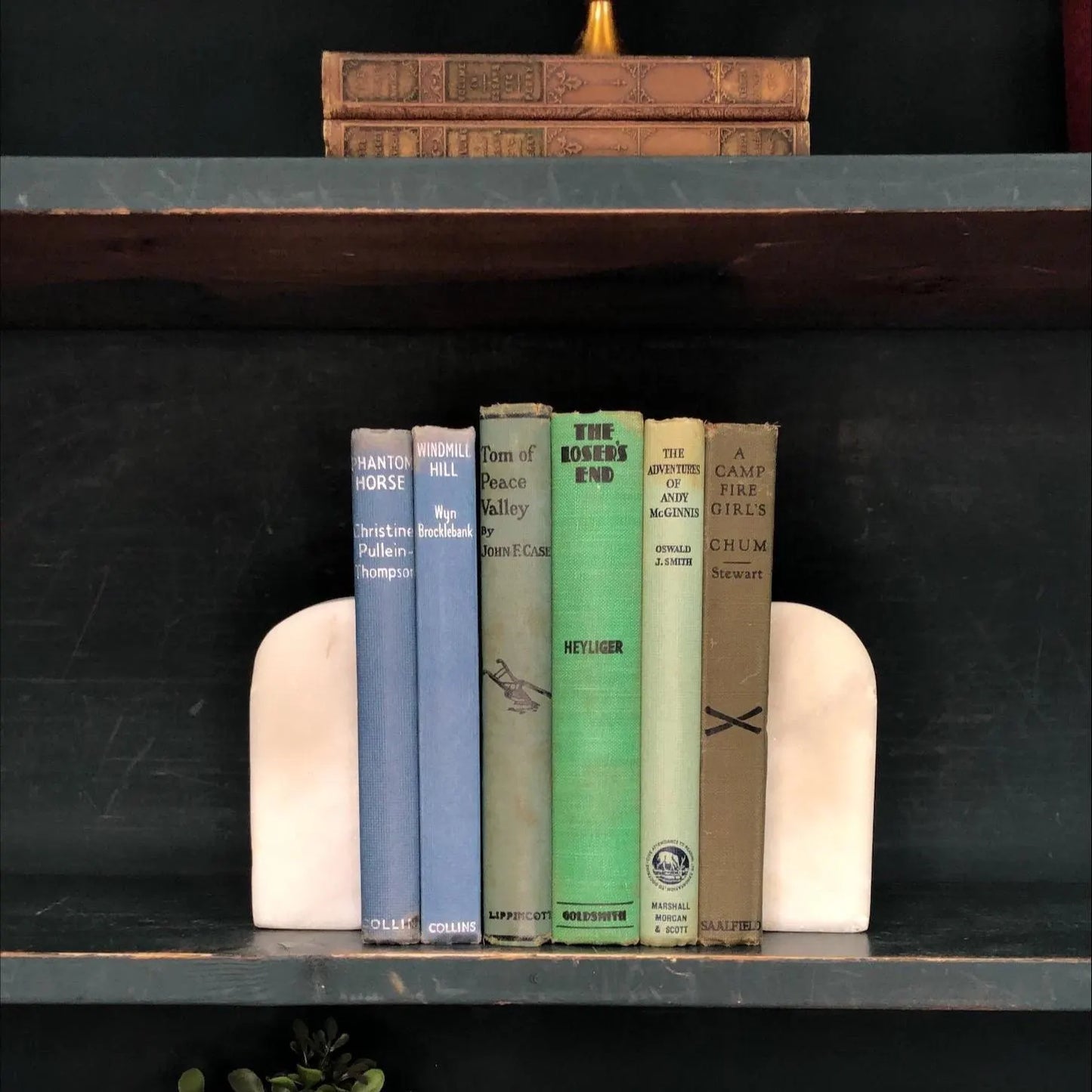 Classic Books by the Foot: Antique Blue and Green Children's Adventure Books Campfire Girls Home Library Decor
