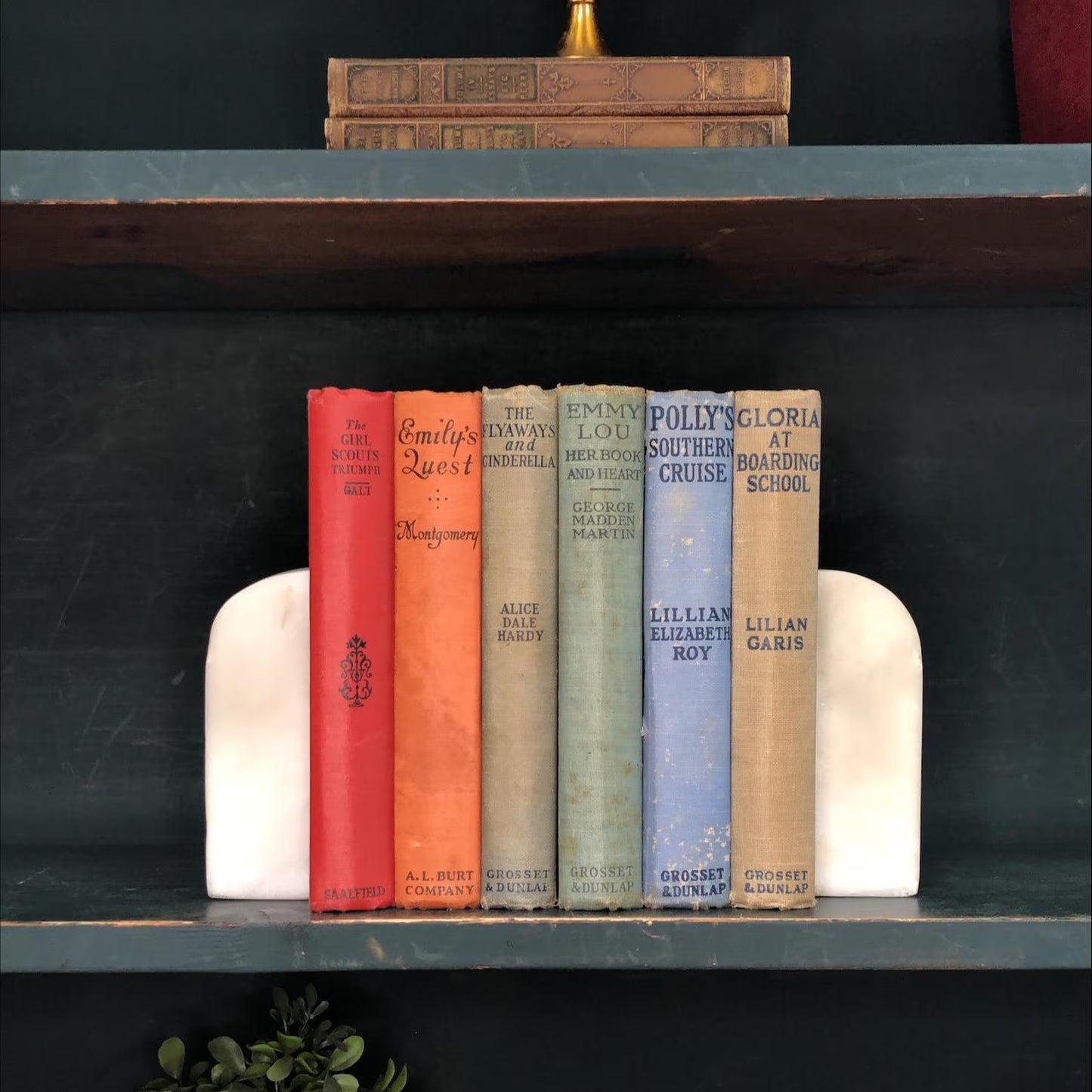 Classic Books by the Foot: Antique Red and Blue Girls Book Bundle Vintage Juvenile Fiction Beach House Home Library Decor