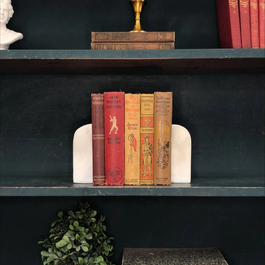 Classic Books by the Foot: Vintage Red and Beige Juvenile Adventure Book Bundle Wonder Island Boys, Jack Ranger Decorative Library Decor