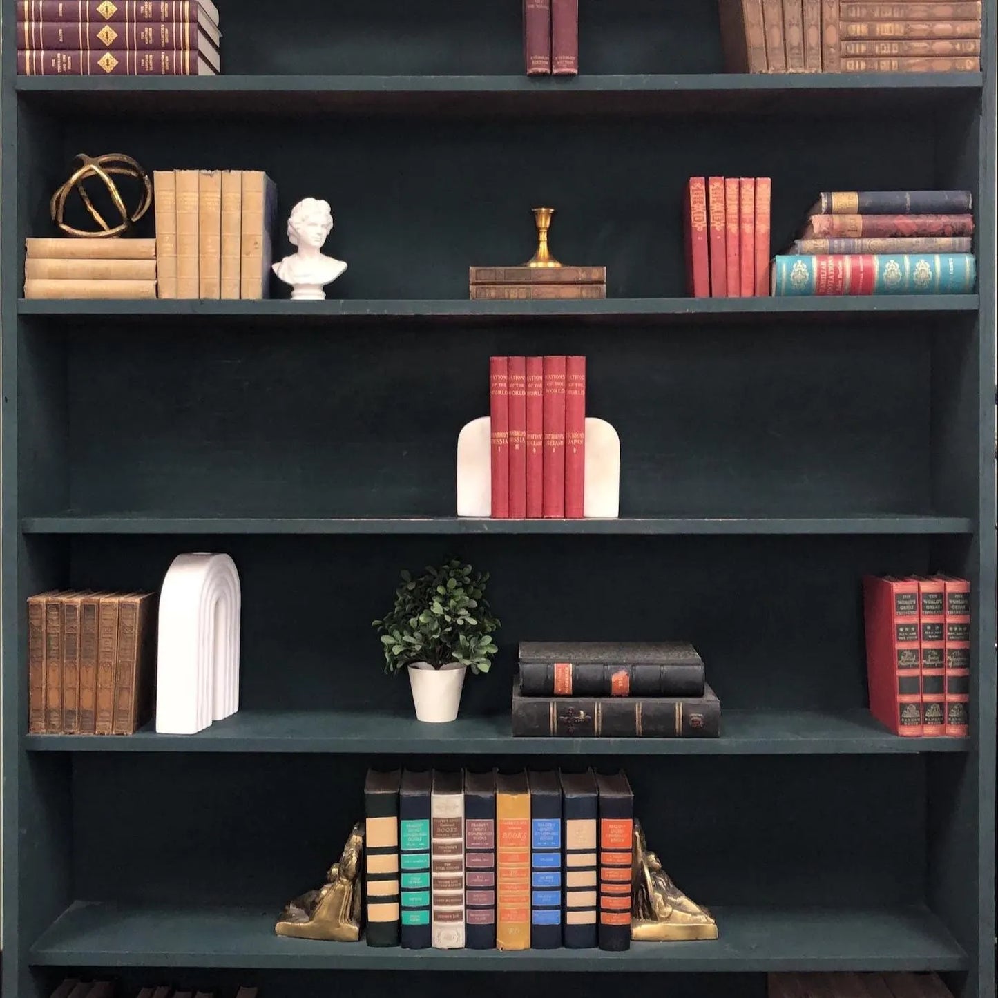 Classic Books by the Foot: Antique Red 1900's Nations of the World Book Collection Historical Library Decor, Display Hardcovers