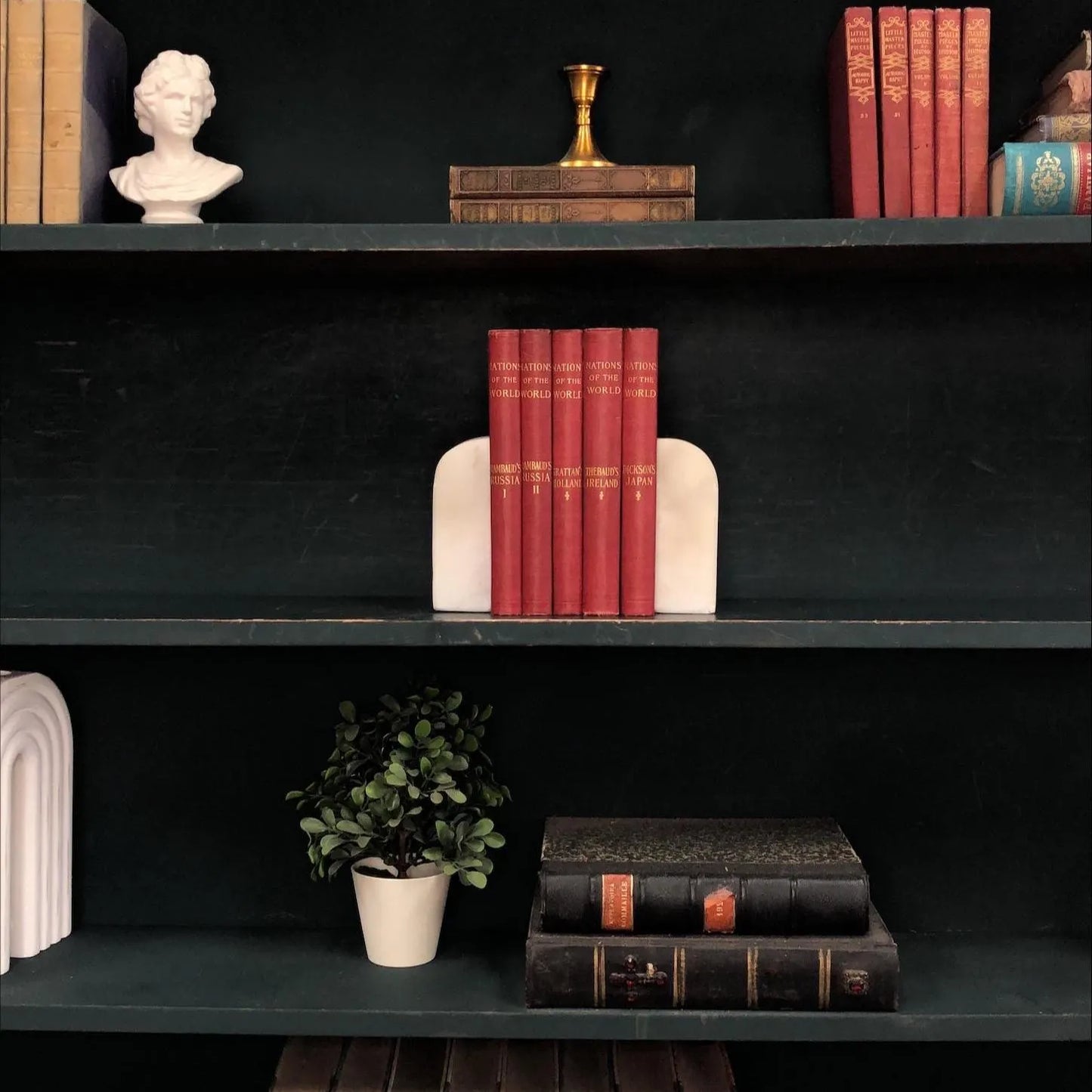 Classic Books by the Foot: Antique Red 1900's Nations of the World Book Collection Historical Library Decor, Display Hardcovers
