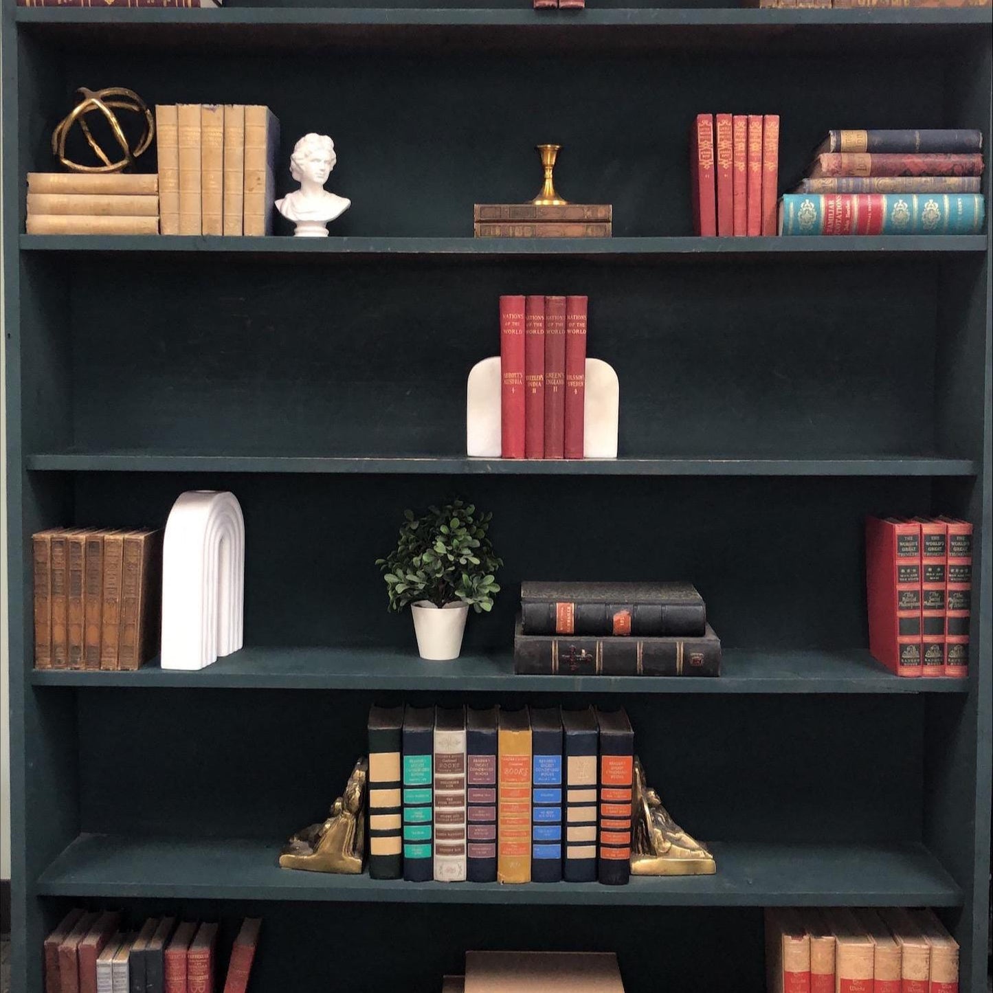 Classic Books by the Foot: Antique Red 1900's Nations of the World Book Collection Historical Library Decor, Display Hardcovers