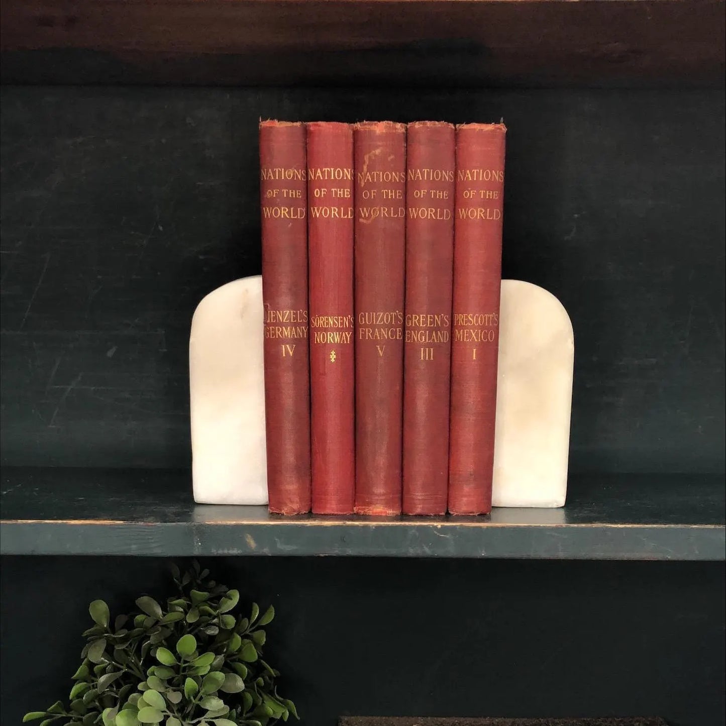 Classic Books by the Foot: Antique Red 1900's Nations of the World Book Collection Historical Library Decor, Display Hardcovers