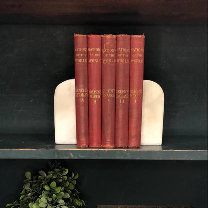 Classic Books by the Foot: Antique Red 1900's Nations of the World Book Collection Historical Library Decor, Display Hardcovers