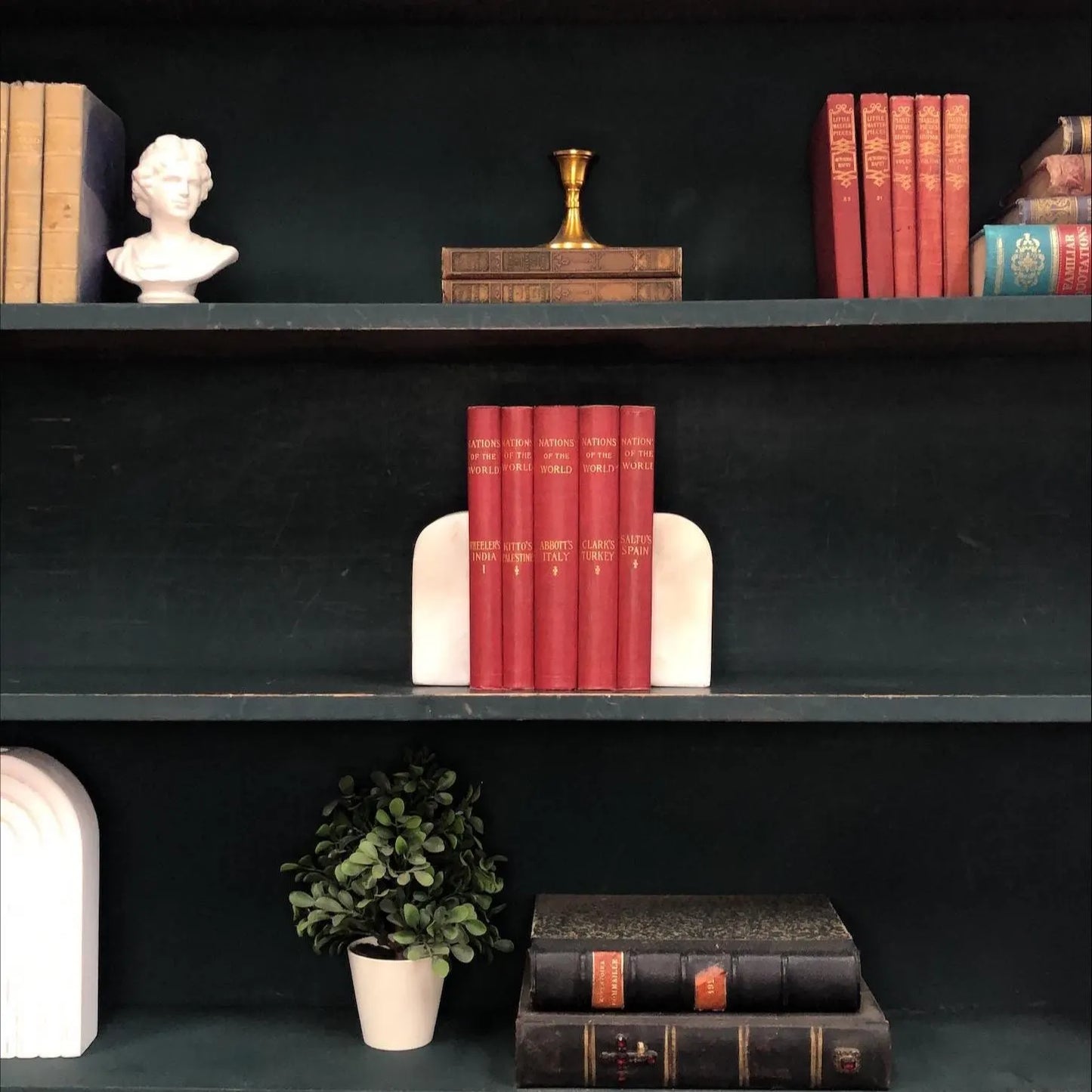 Classic Books by the Foot: Antique Red 1900's Nations of the World Book Collection Historical Library Decor, Display Hardcovers