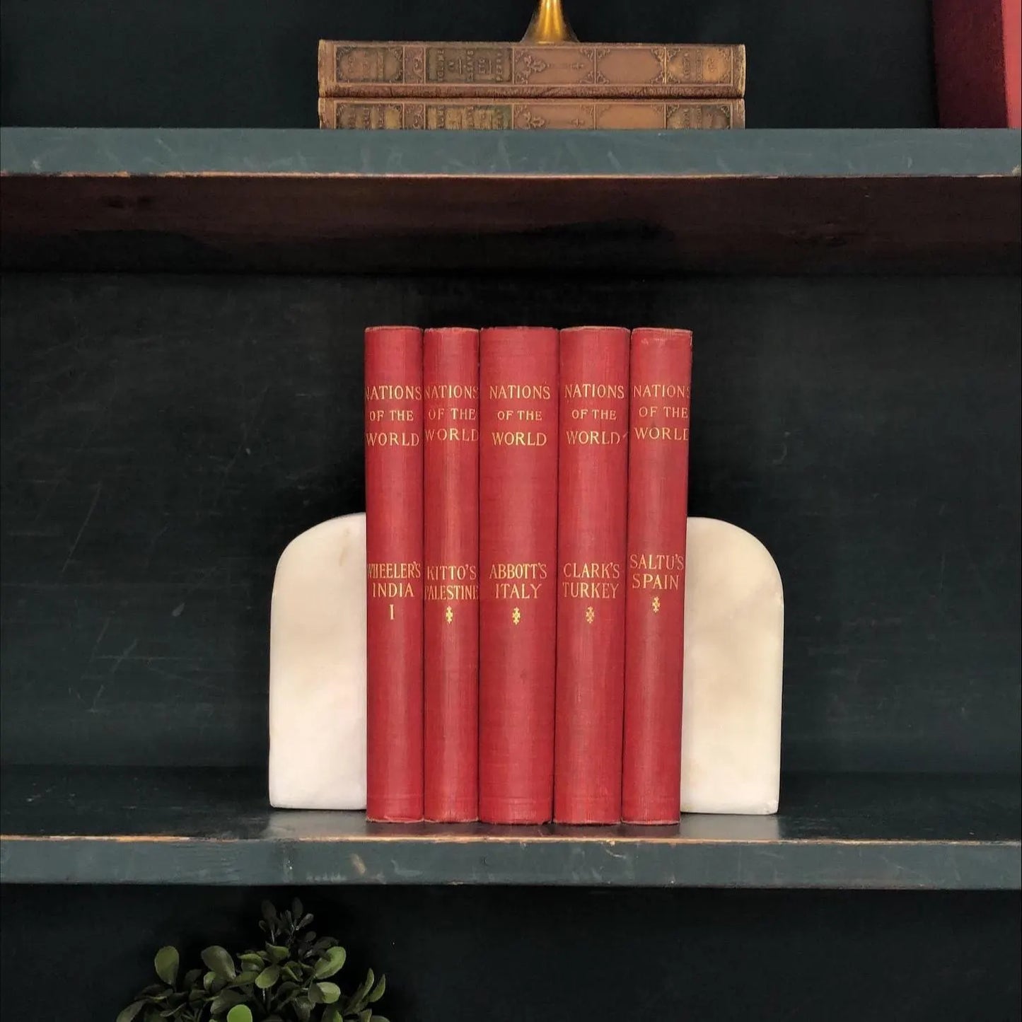 Classic Books by the Foot: Antique Red 1900's Nations of the World Book Collection Historical Library Decor, Display Hardcovers