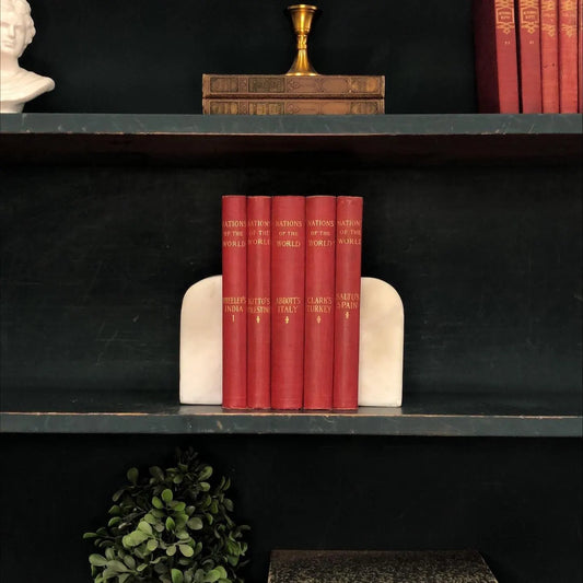 Classic Books by the Foot: Antique Red 1900's Nations of the World Book Collection Historical Library Decor, Display Hardcovers