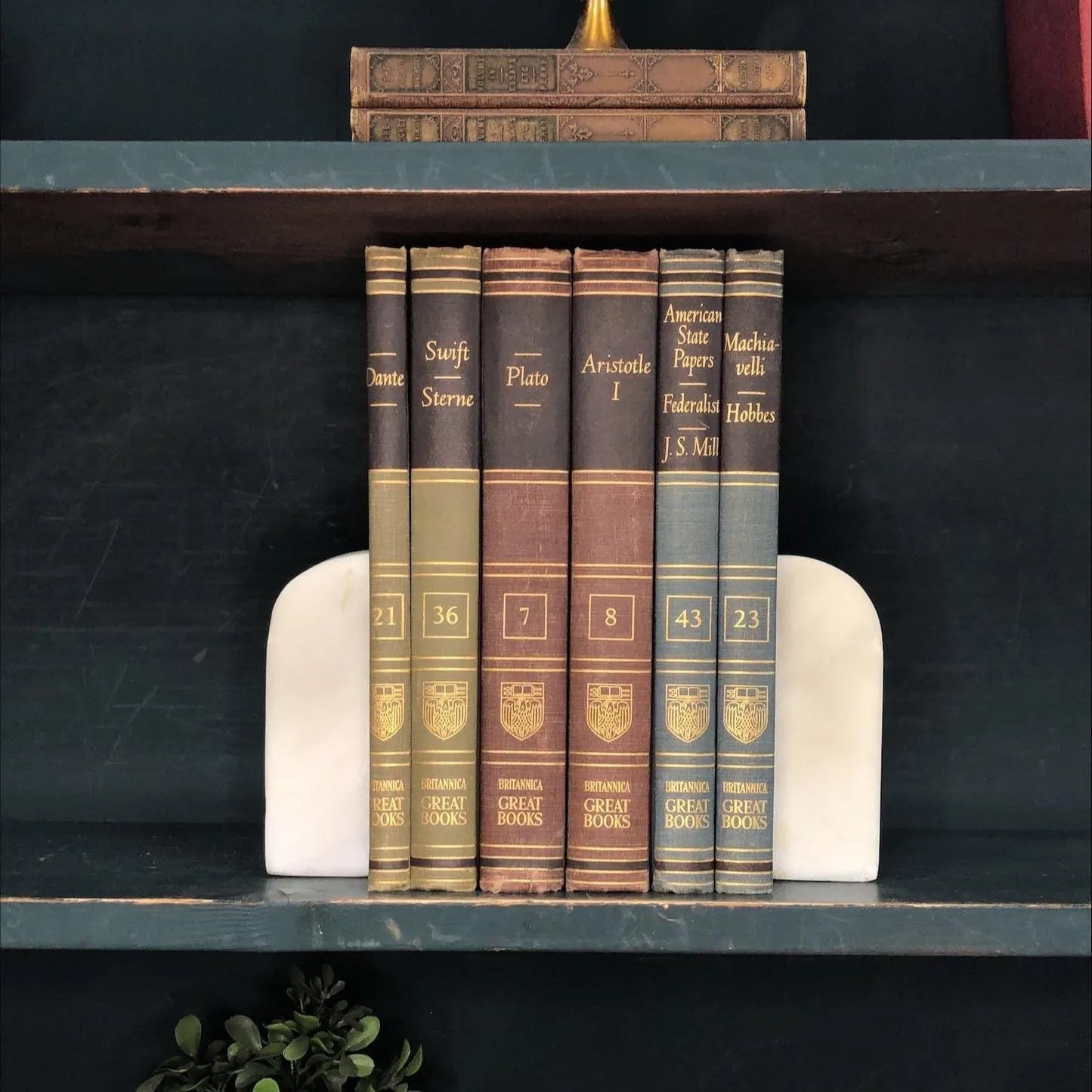 Classic Books by the Foot: Vintage Britannica Great Book Green Red and Blue Collection Philosophy Literature Set Library Decor Hardcovers