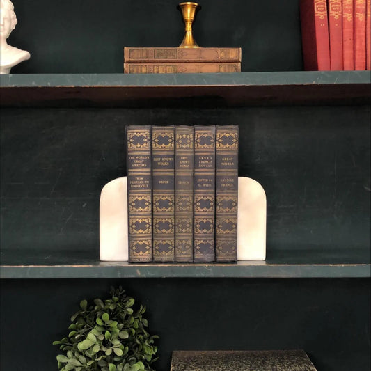 Classic Books by the Foot: Antique Classic Literature Blue and Gold Gilt Early 1900's Book Collection Library Decor