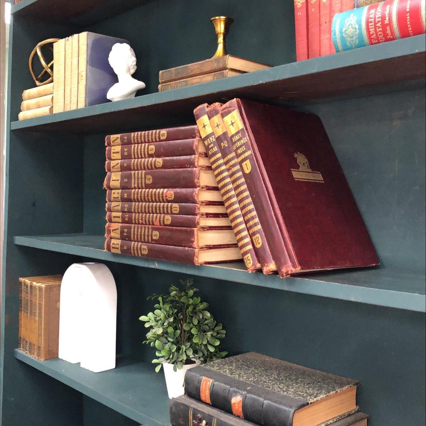 Classic Books by the Foot: Vintage Burgundy Encyclopedia Books Old Reference Library Decor
