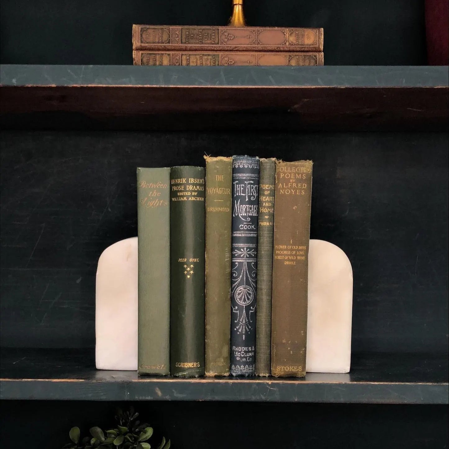 Classic Books by the Foot: Curated Antique Poetry Book Set Green Vintage Collection Dark Academia Library Decor