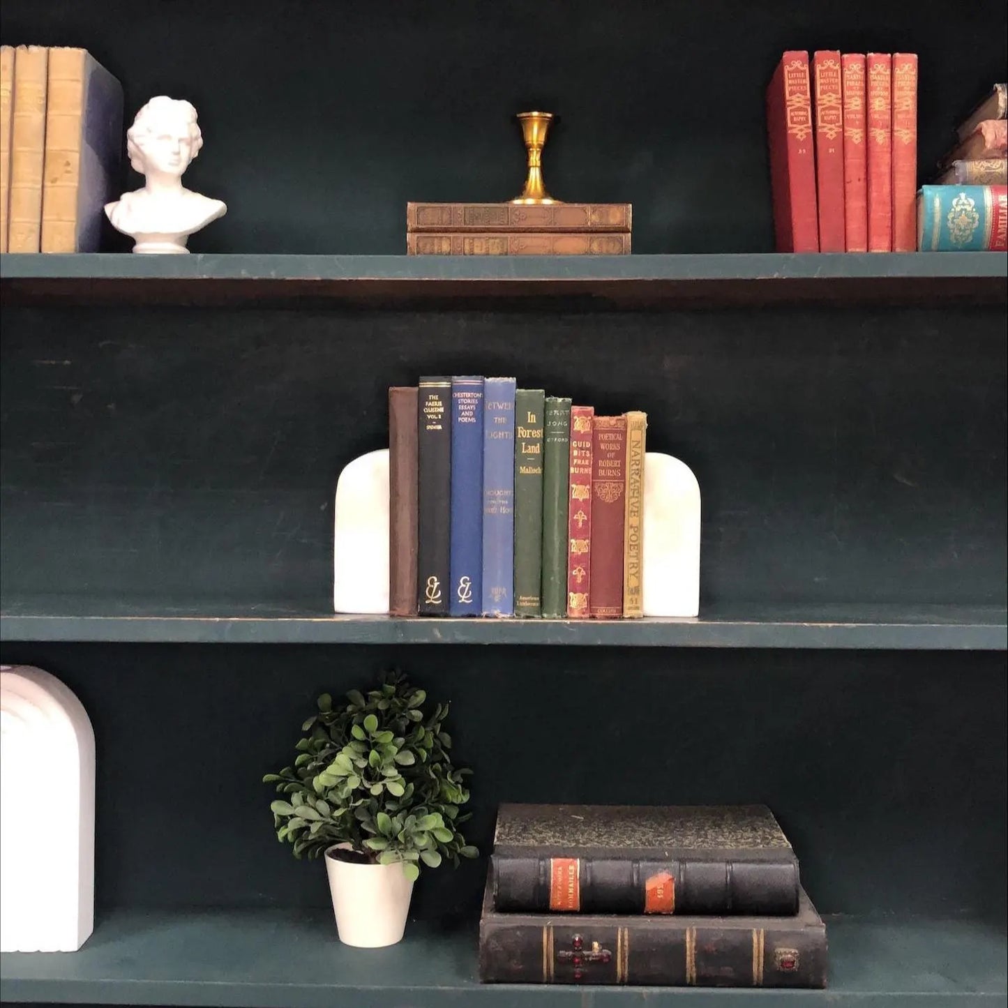 Classic Books by the Foot: Vintage Red, green, and Blue Pocket-sized Poetry Book Collection Cottagecore Library Decor