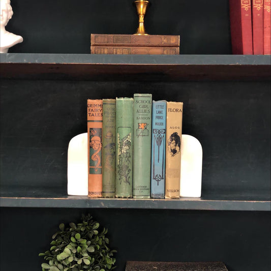 Classic Books by the Foot: Antique Blue and Green Juvenile Story Book Collection Nursery Cottage-core Library Decor