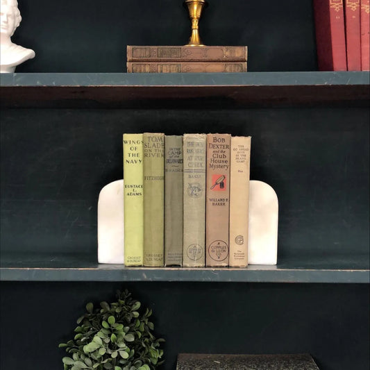 Classic Books by the Foot: Vintage Green and Biege Boys Adventure Book Collection Early Juvenile Fiction Home Library Decor