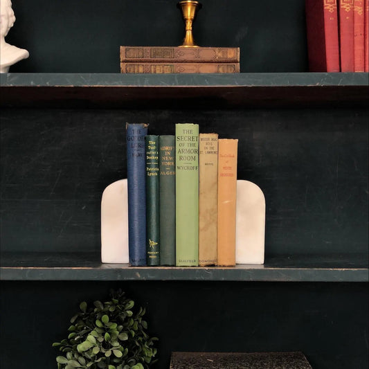 Classic Books by the Foot: Antique Children's Juvenile Fiction Boys Adventure Book Collection Blue and Green Library Decor