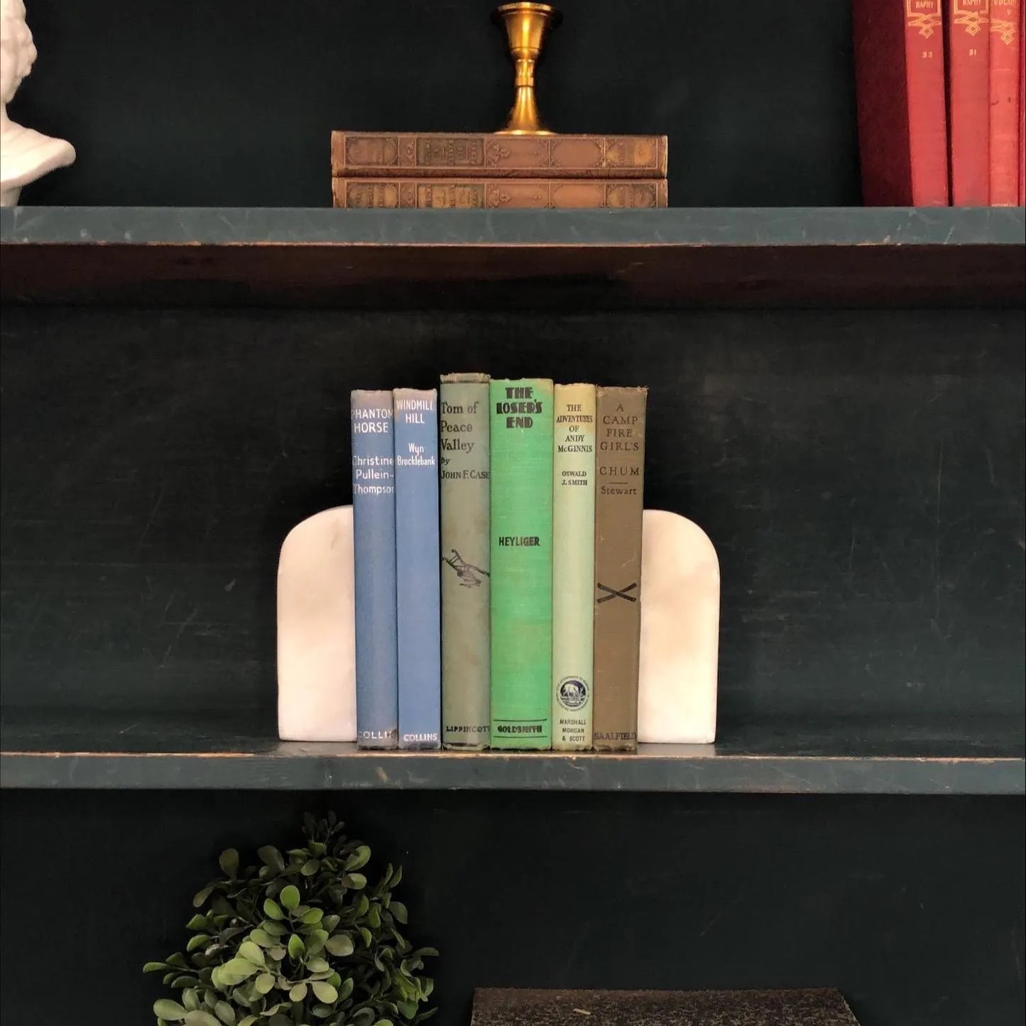 Classic Books by the Foot: Antique Blue and Green Children's Adventure Books Campfire Girls Home Library Decor