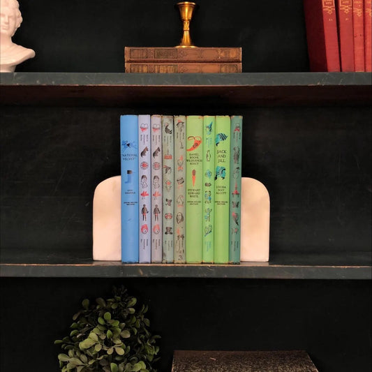 Classic Books by the Foot: Vintage Best in Children's Book Bundle Nelson Doubleday Green and Blue Mid-Century Collection Library Decor