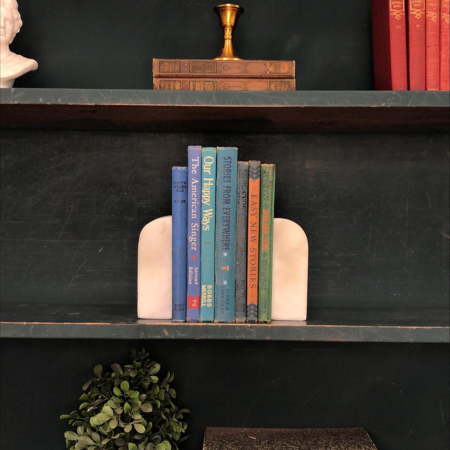 Classic Books by the Foot: Vintage Blue and Green Children's Reading Bundle Educational School Readers Classroom Library Decor