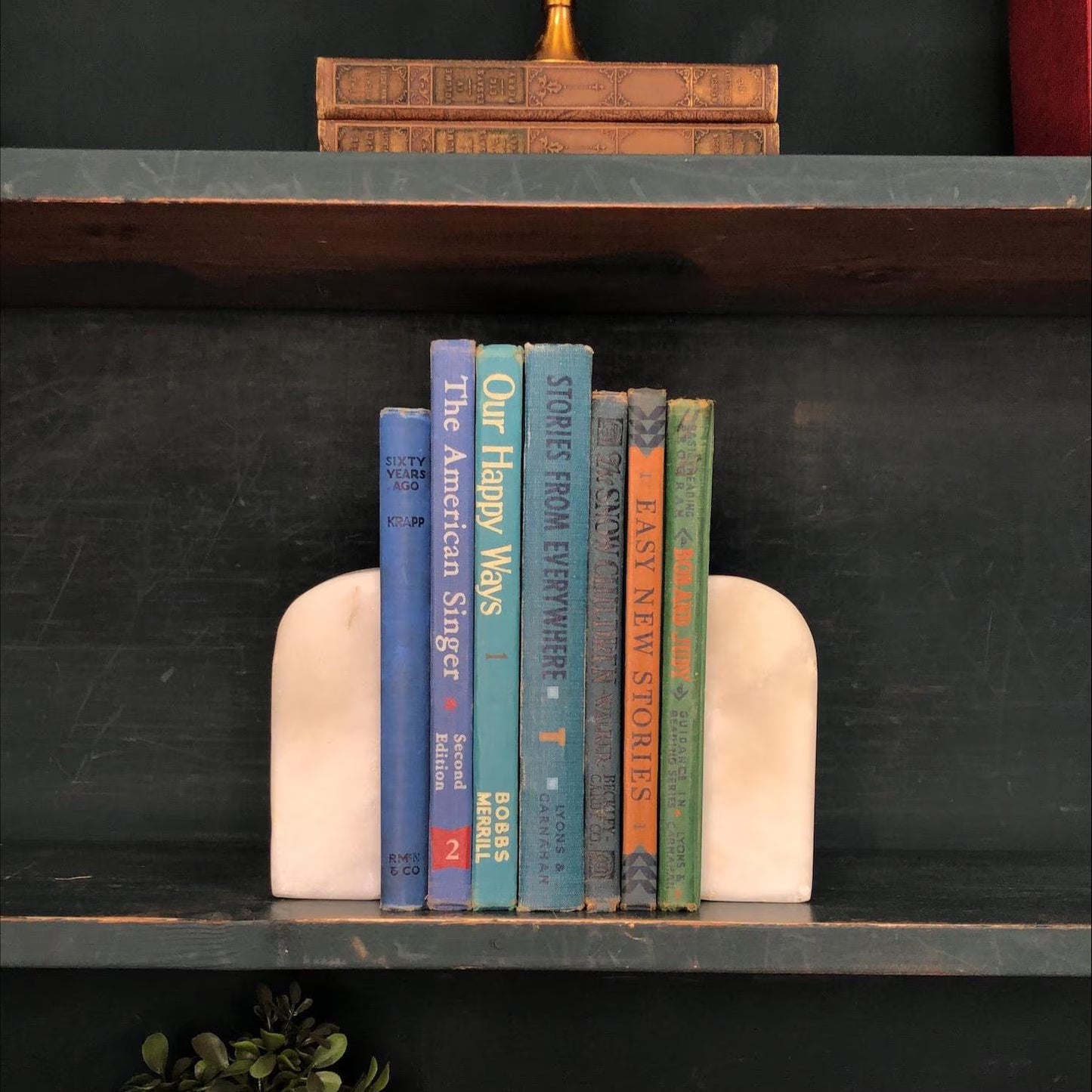 Classic Books by the Foot: Vintage Blue and Green Children's Reading Bundle Educational School Readers Classroom Library Decor