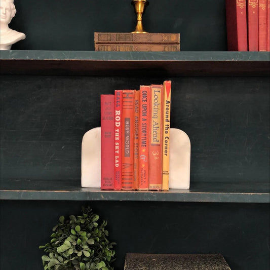 Classic Books by the Foot: Vintage School Reader Book Bundle Storytime Set Red and Orange Book Collection Library Decor
