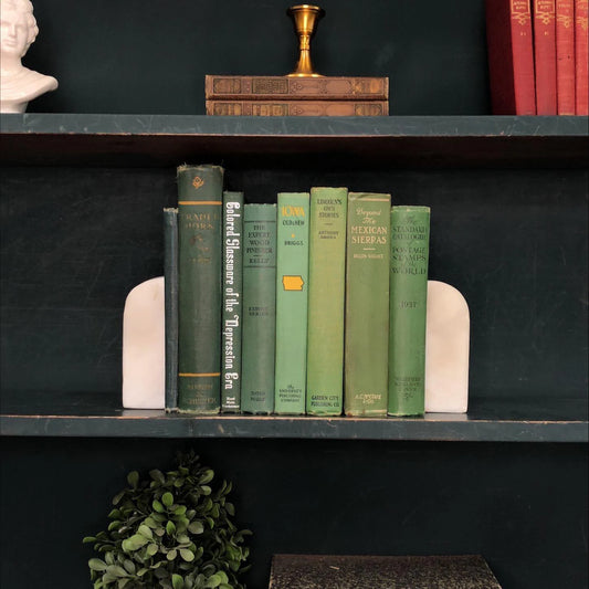 Classic Books by the Foot: Vintage Green Nonfiction Book Collection Cottagecore Library Decor