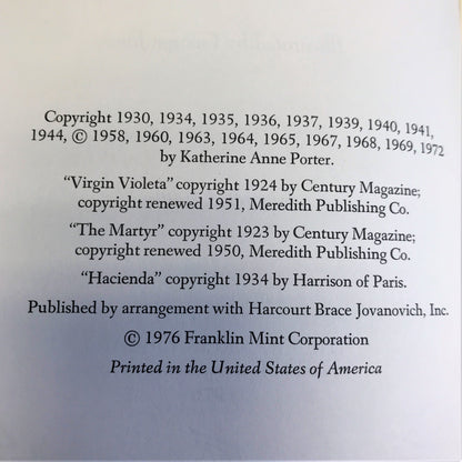 The Collected Stories of Katherine Anne Porter - Katherine Anne Porter - Franklin Library - 1976