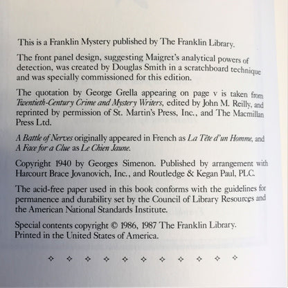 The Patience of Maigret - Georges Simenon - Franklin Library - 1987