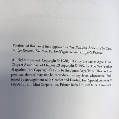 A Death In The Family - James Agee - Franklin Library - 1979