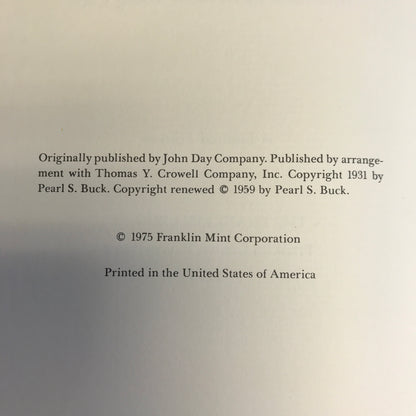 The Good Earth - Pearl S. Buck - Franklin Library - 1975