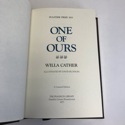 One of Ours - Willa Cather - Franklin Library - 1977