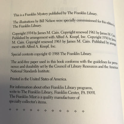 The Postman Always Rings Twice And Double Indemnity - James M. Cain - Franklin Library - 1988