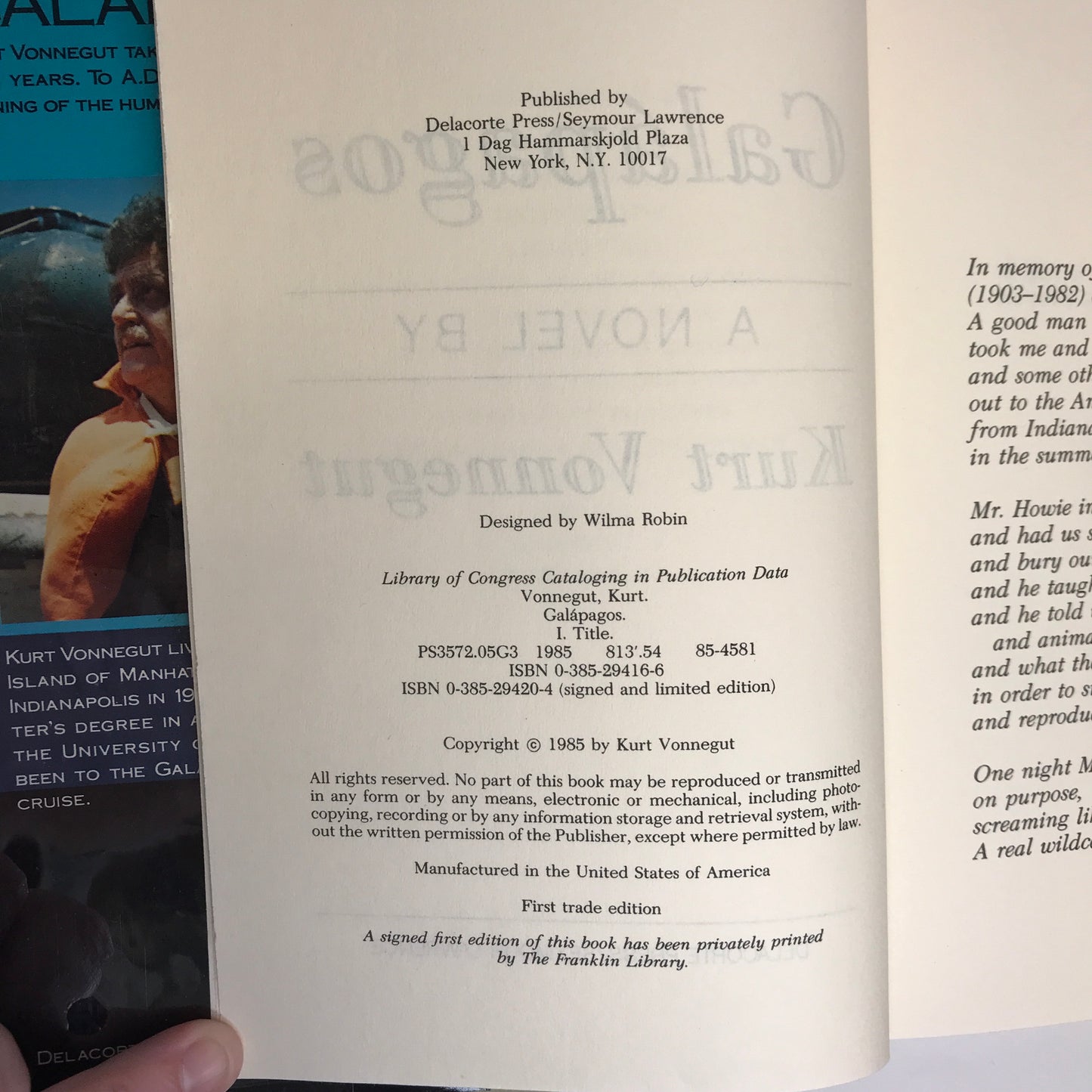Galapagos - Kurt Vonnegut - First Trade Edition
