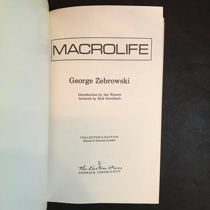 Macrolife - George Zebrowski - Signed - 1st Edition - Easton Press - 1990