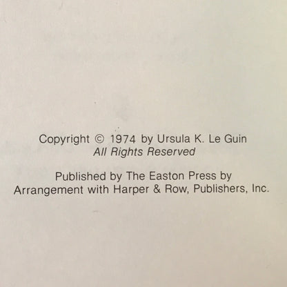 The Dispossessed - Ursula K Le Guin - 1st Thus - Easton Press - 1974