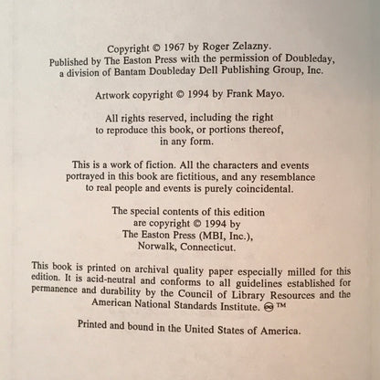 Lord of Light - Roger Zelazny - 1st Thus - Easton Press - 1994