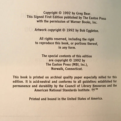 Anvil of Stars - Greg Bear - Signed - 1st Edition - Easton Press - 1992