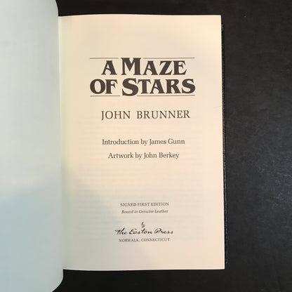 A Maze of Stars - John Brunner - Signed - 1st Edition - Easton Press - 1991