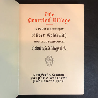The Deserted Village - Oliver Goldsmith - First Edition - 1902