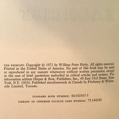 The Exorcist - William Peter Blatty - Sixth Print - 1971
