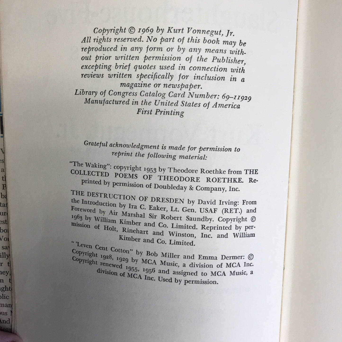 Slaughterhouse Five - Kurt Vonnegut Jr. - Signed - First Edition - Certificate of Authenticity Included - 1969