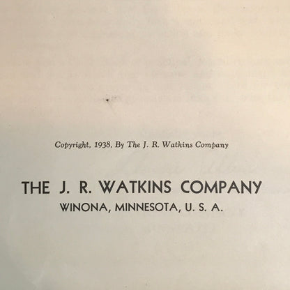 Watkins Cook Book - J. R. Watkins Company - 1938