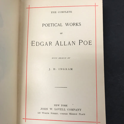 The Complete Poetical Works - Edgar Allen Poe - c. 1880