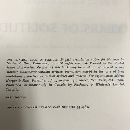 One Hundred Years of Solitude - Gabriel Garcia Marquez - 1st Edition - Facsimile Dust Jacket - 1970